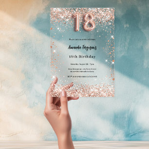Invitations En Acrylique Or rose clair 18e anniversaire luxe