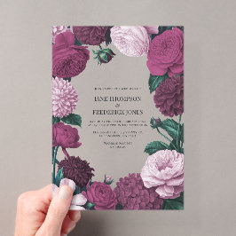 Invitations En Acrylique Orchidée de minuit, Aubergine veloutée & Mauve bru