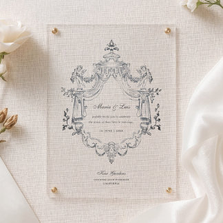 Invitations En Acrylique Ornement Victorien Élégant Mariage
