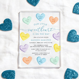 Invitations En Acrylique Our Little Sweetheart Candy Hearts Baby Shower