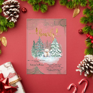 Invitations En Acrylique Ours d'hiver attend à peine Baby Shower 