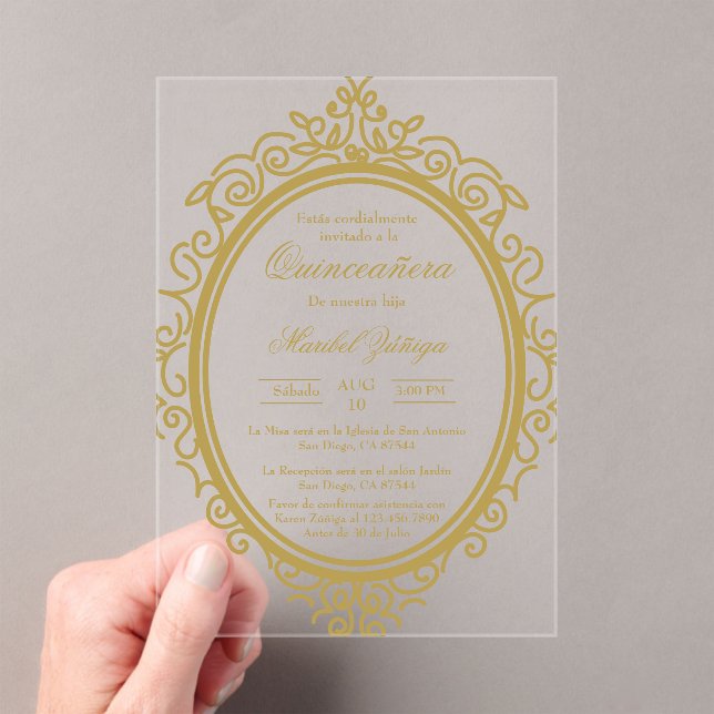 Invitations En Acrylique Oval acrylique quinceañera (In situ (ordinateur de poche))