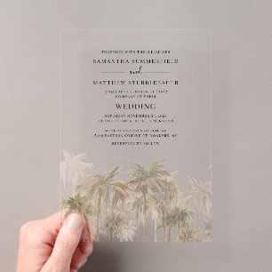 Invitations En Acrylique Palmiers Plage tropicale Mariage