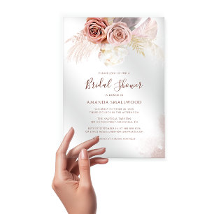 Invitations En Acrylique Pampas Grass Boho Terracotta Fête des mariées