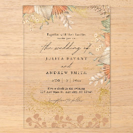 Invitations En Acrylique Pampass à la Bohême mariage
