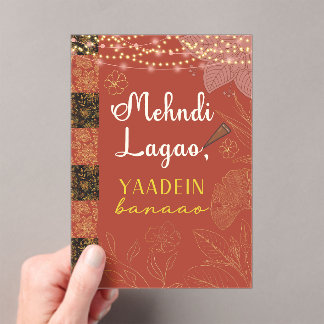 Invitations En Acrylique Panneau de nourriture de mariage indien pakistanai