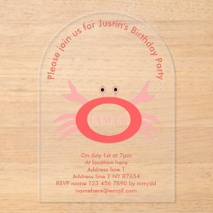 Invitations En Acrylique Panneau étoile Cancer Crabe fête d'anniversaire pe