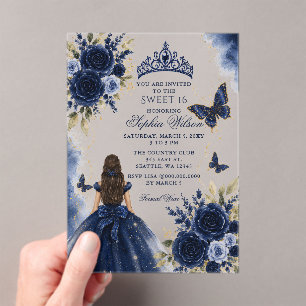 Invitations En Acrylique Papillon floral or marine Princesse douce 16