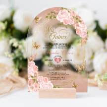 Papillon rose rose floral Quinceañera Arch