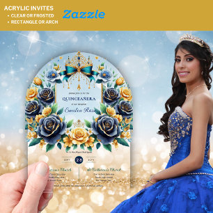 Invitations En Acrylique Papillons Floraux Élégants QUINCEANERA Clair