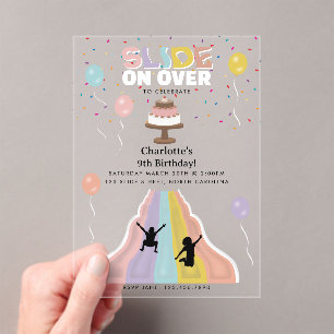 Invitations En Acrylique Parc à glissade intérieur Filles Aire de jeux Fête