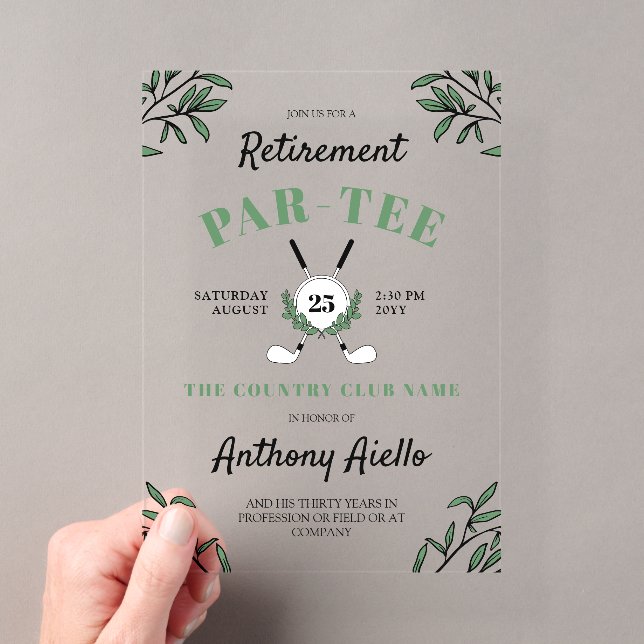 Invitations En Acrylique Parcours de golf à thème de retraite (In situ (ordinateur de poche))