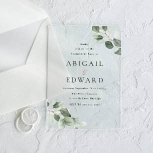 Invitations En Acrylique Partie d'engagement minimaliste pour la feuille ve