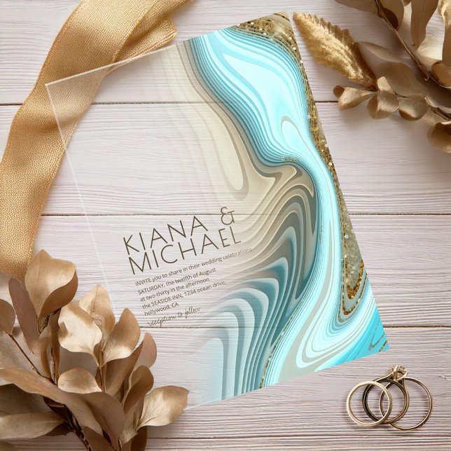 Invitations En Acrylique Parties scintillant Abstraite Strata Mariage ID903 (Créateur téléchargé)