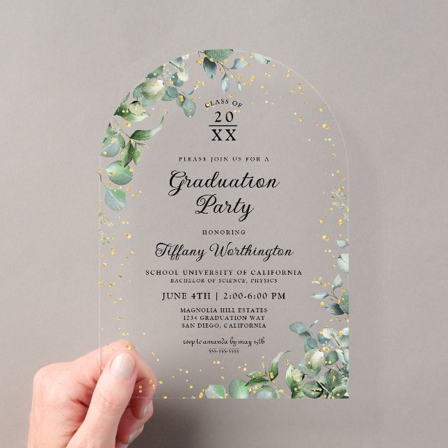 Invitations En Acrylique Parties scintillant Eucalyptus (In situ (ordinateur de poche))