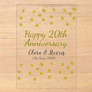 Invitations En Acrylique Parties scintillant Golden dots heureux mariage du