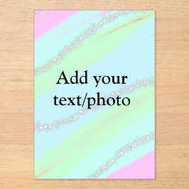 Invitations En Acrylique Parties scintillant rose bleu vert étincelant past