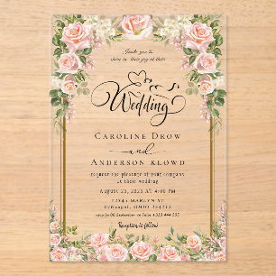 Invitations En Acrylique Passage de fleurs pour jeunes mariés