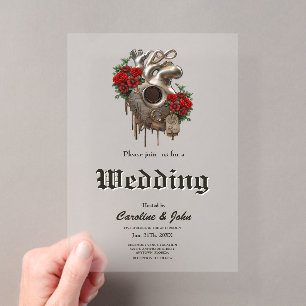 Invitations En Acrylique Passion Steampunk, le Coeur mécanique de l'Amour.