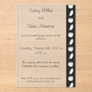 Invitations En Acrylique Patch de citrouilles en mariage en acrylique noir