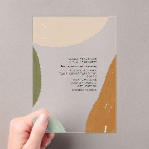 Invitations En Acrylique Peinture minimaliste Terre Abstraite Mariage moder