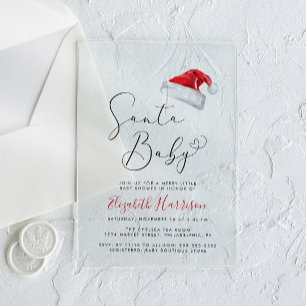 Invitations En Acrylique Père Noël Baby Christmas Baby shower