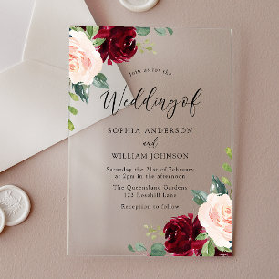 Invitations En Acrylique Perfection de fond : Mariage de couleur d'eau