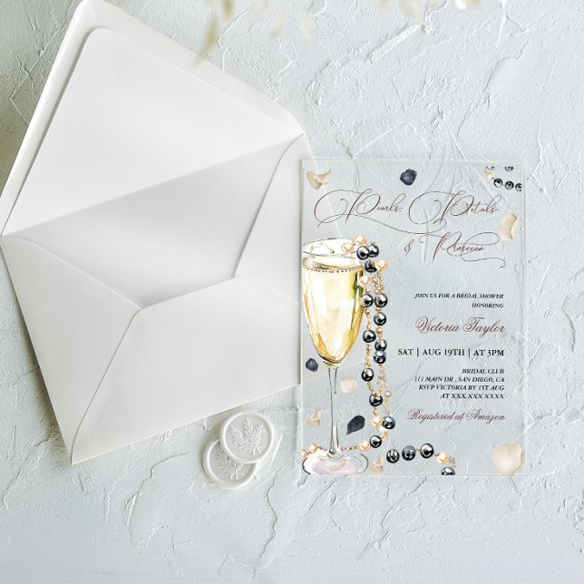 Invitations En Acrylique Perles pétales et Fête des mariées de poursuites (Créateur téléchargé)