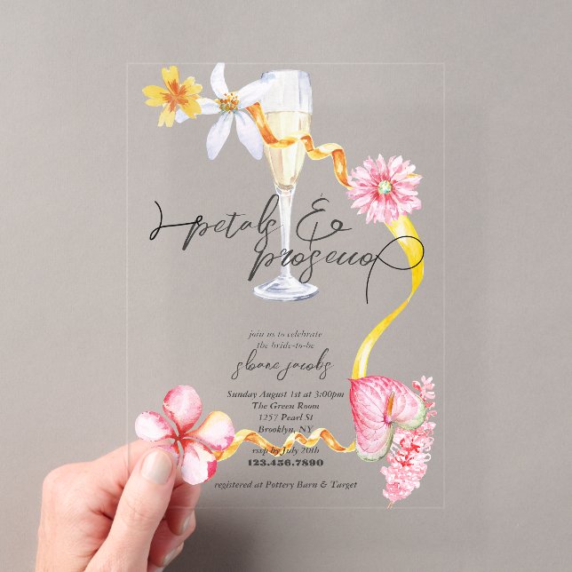 Invitations En Acrylique Perles, pétales + Procureure | Fête des mariées de (In situ (ordinateur de poche))
