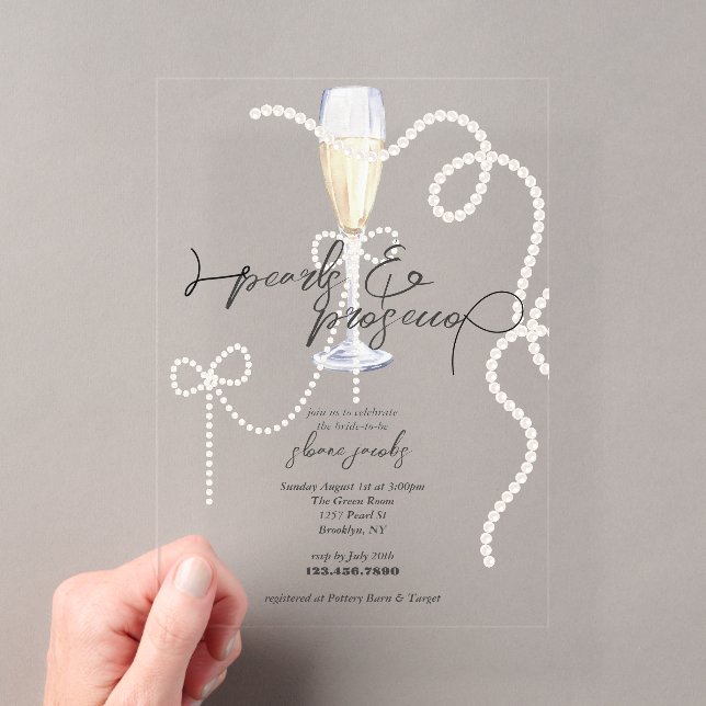 Invitations En Acrylique Perles, pétales + Procureure | Fête des mariées pe (In situ (ordinateur de poche))