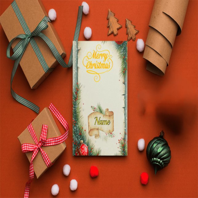 Invitations En Acrylique Personalized Family Name Christmas Card, Rustic Pi (Créateur téléchargé)