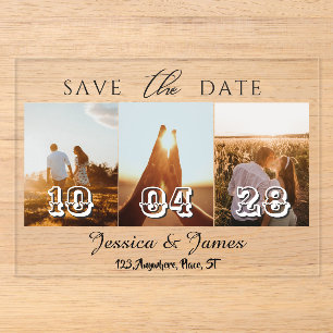 Invitations En Acrylique Personnaliser la photo Date d'enregistrement perso