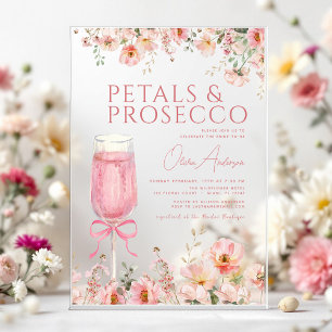 Invitations En Acrylique Pétales à mâchoires roses et Fête des mariées à br