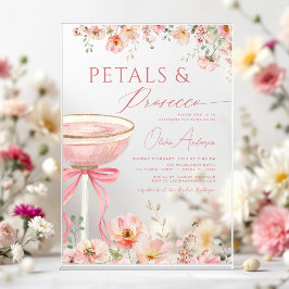 Invitations En Acrylique Pétales à mâchoires roses et Fête des mariées à br