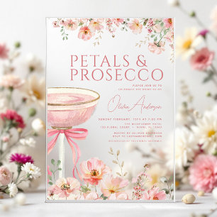 Invitations En Acrylique Pétales à mâchoires roses et Fête des mariées à br
