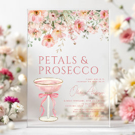 Invitations En Acrylique Pétales à mâchoires roses et Fête des mariées à br