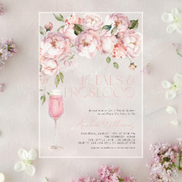 Invitations En Acrylique Pétales et Prosecco Fête des mariées florale rose 