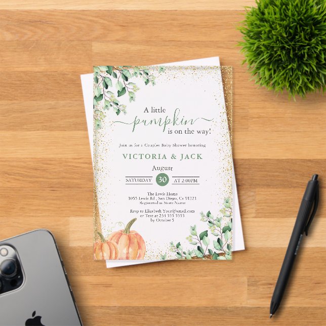 Invitations En Acrylique Petit Baby shower Citrouille Gold Fall (Insitu (Carte d'invitation))