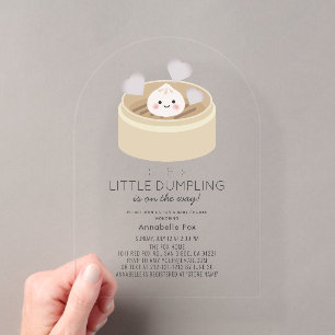 Invitations En Acrylique Petit Baby Shower Mixte Dumpling Gris