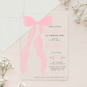 Invitations En Acrylique Petit Cœur Élégant Rose Anniversaire