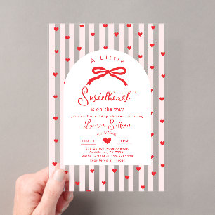 Invitations En Acrylique Petit coeur enrubanné Saint-Valentin Baby Shower