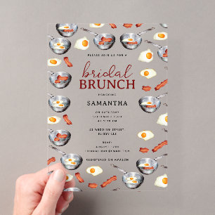 Invitations En Acrylique Petit déjeuner Bacon & Œufs Brunch Enterrement de