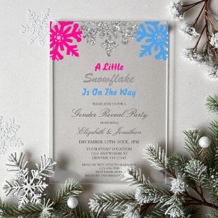 Invitations En Acrylique Petit flocon de neige en route Révélation du sexe