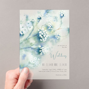Invitations En Acrylique Petit Mariage de fleurs blanches