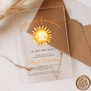 Invitations En Acrylique Petit Rayon de Soleil Charmante Fête de Naissance