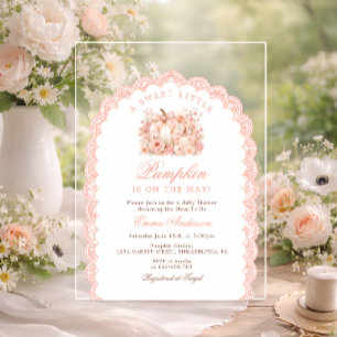 Invitations En Acrylique Petite Citrouille en Route Arc Fille Baby Shower