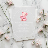 Petite Ourson Rose à Carreaux Baby Shower