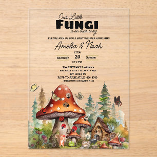 Invitations En Acrylique Petits champignons Champignons Baby shower d'autom