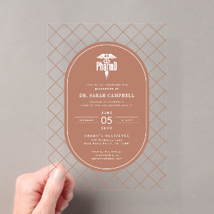 Invitations En Acrylique PharmD Docteur en pharmacie Motif de vérification 