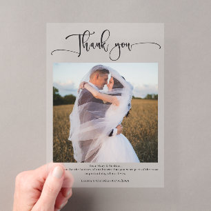Invitations En Acrylique Photo Calligraphie Mariage Carte de remerciements